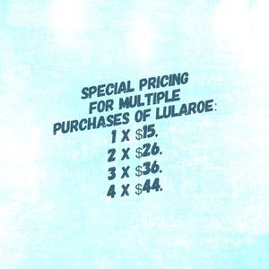Select one or more LuLaRoe items to bundle and get big discounts!